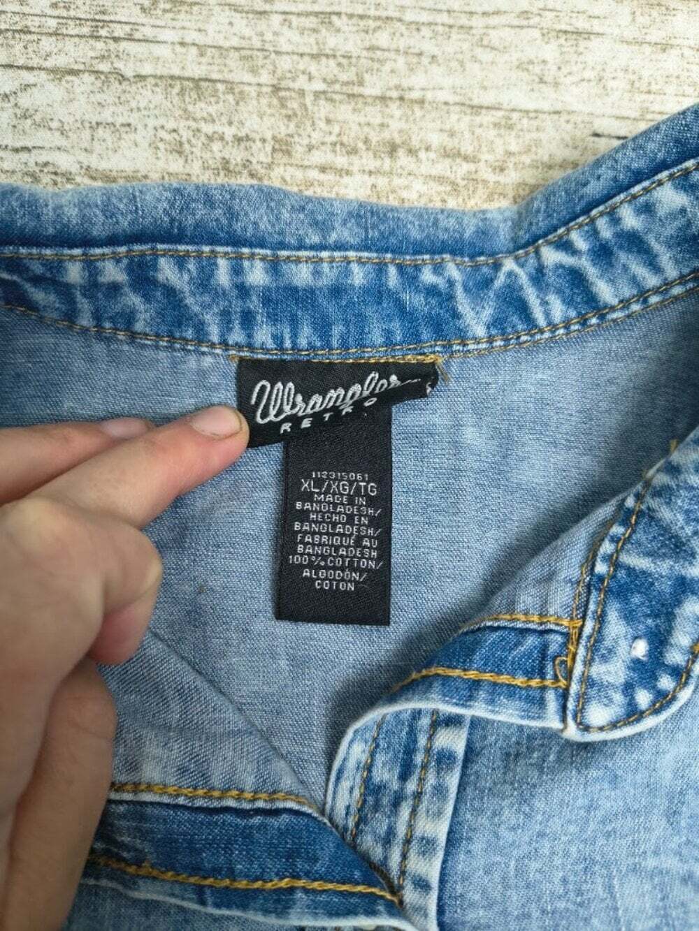Wrangler Retro XL Acid Wash Denim Western Sleeveless Tie Front - Picture 3 of 6